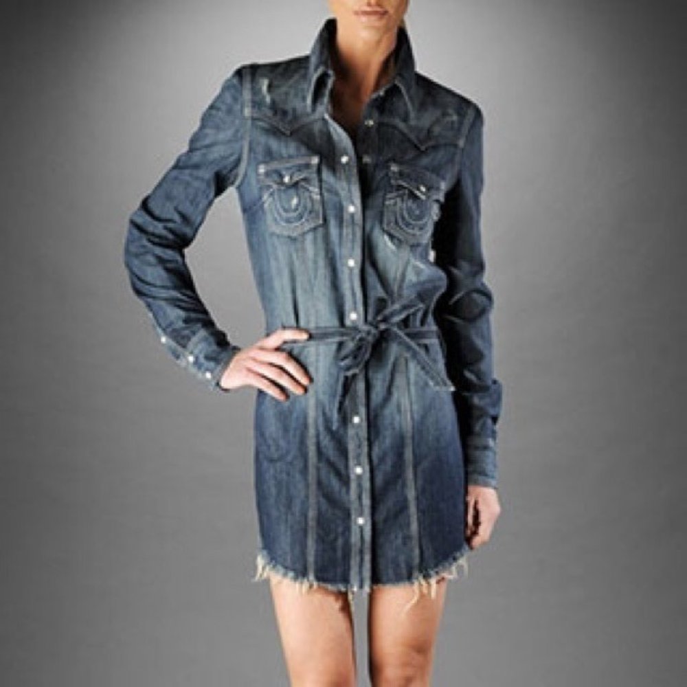True Religion distressed blue denim Rocky dress